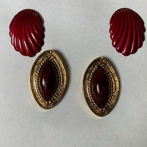 Two sets of Cranberry Colored Pierced Earrings
